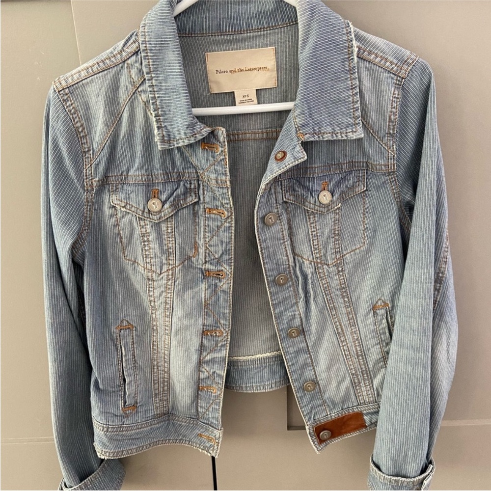Anthropologie Pilcro and the Letterpress denim railroad stripe jacket